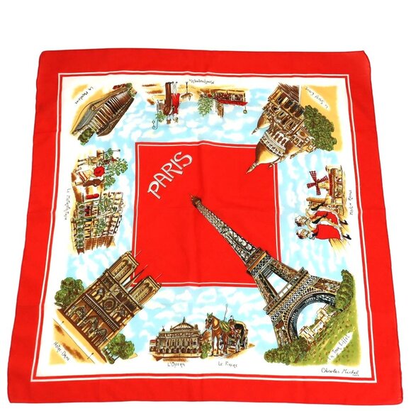 Paris Scarf Red Classic Career Versatile Travel Casual Everyday Weekend Office - Picture 2 of 11